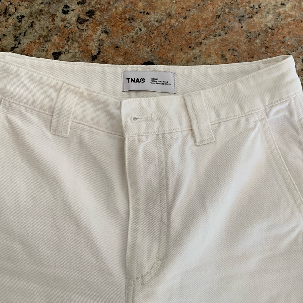 Aritzia white denim cargo pants